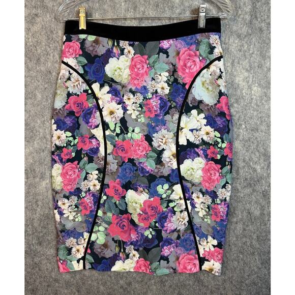 Rebecca Minkoff Della Muliticolor Floral Print Slit A-Line Skirt Size 8 EUC - Picture 1 of 8